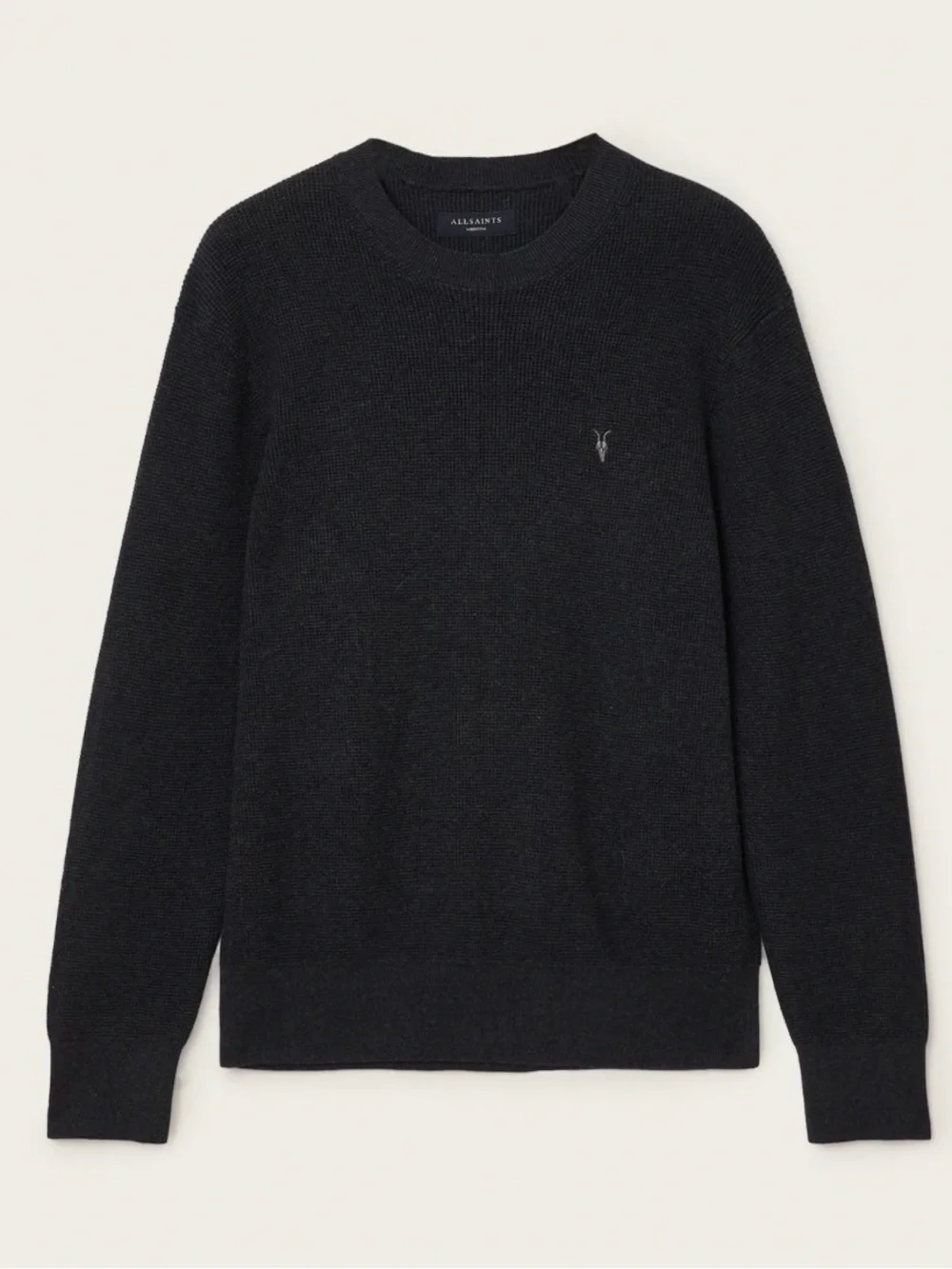 All Saints Men's Black Crewneck Sweater 100% merino L/ XL